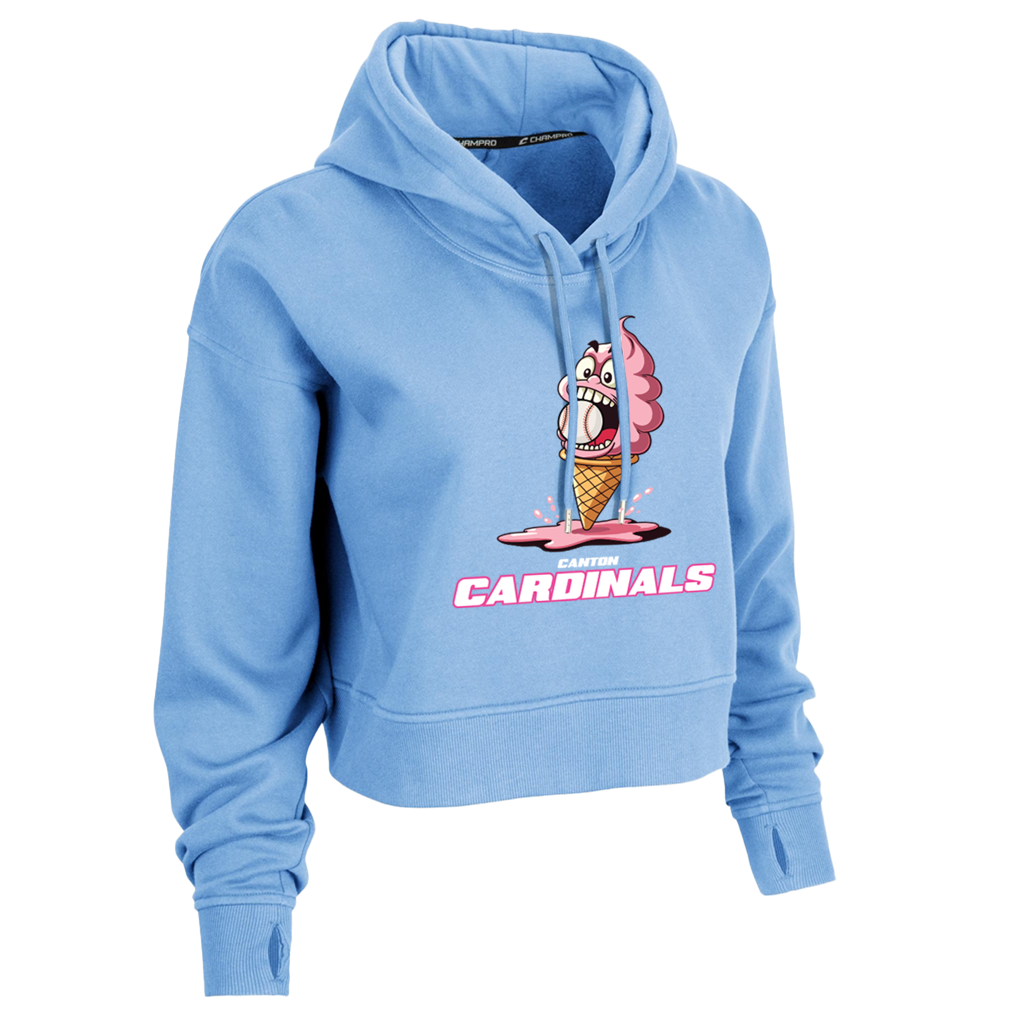 NEW Champro Womens Victory Fleece Crop Hoodie (Ice Cream Cone)