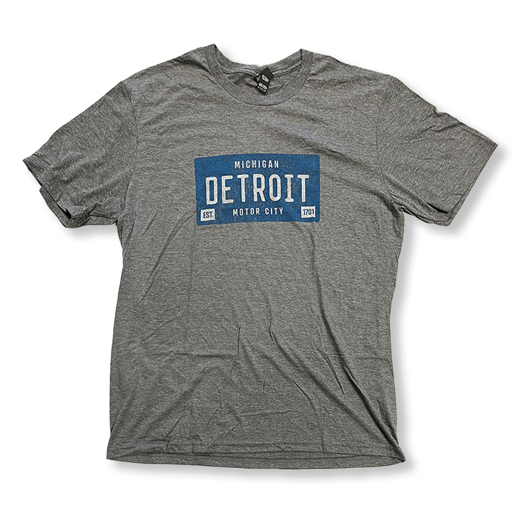 BLUE DETROIT LICENSE PLATE - Unisex District® Perfect Tri® Tee