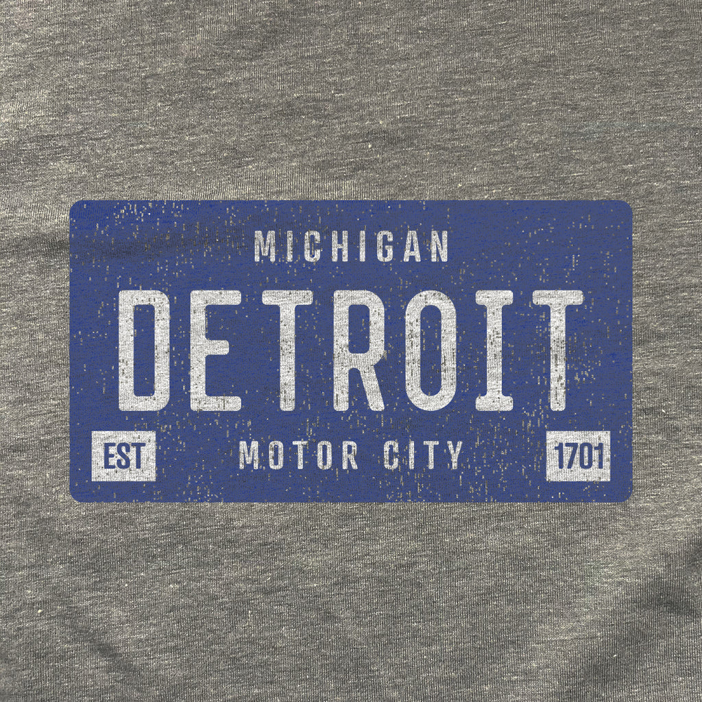 BLUE DETROIT LICENSE PLATE - Unisex District® Perfect Tri® Tee