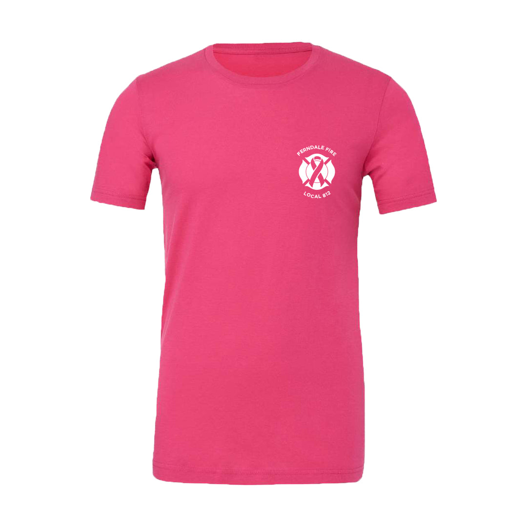 Ferndale Fire Pink Ribbon Unisex BELLA+CANVAS Jersey Tee