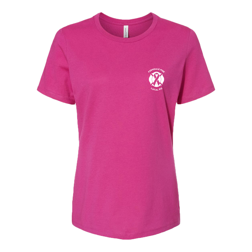 Women's Ferndale Fire Pink Ribbon BELLA+CANVAS Jersey Tee