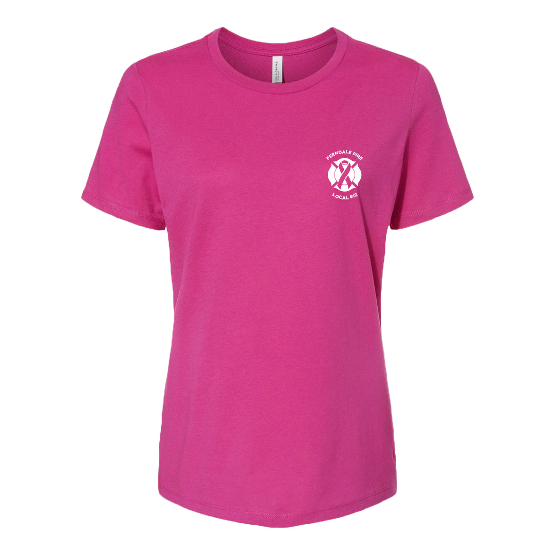 Women's Ferndale Fire Pink Ribbon BELLA+CANVAS Jersey Tee