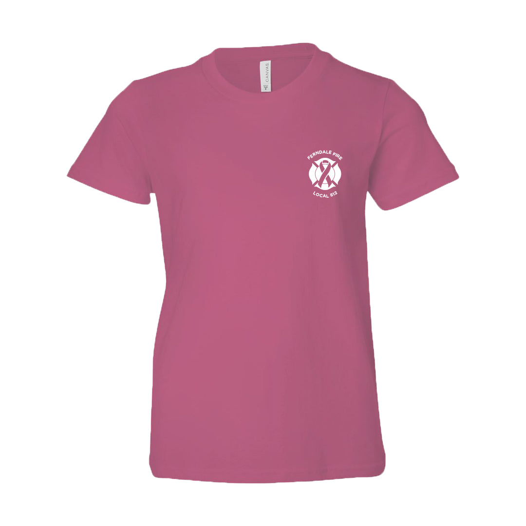 Youth Ferndale Fire Pink Ribbon BELLA+CANVAS Jersey Tee