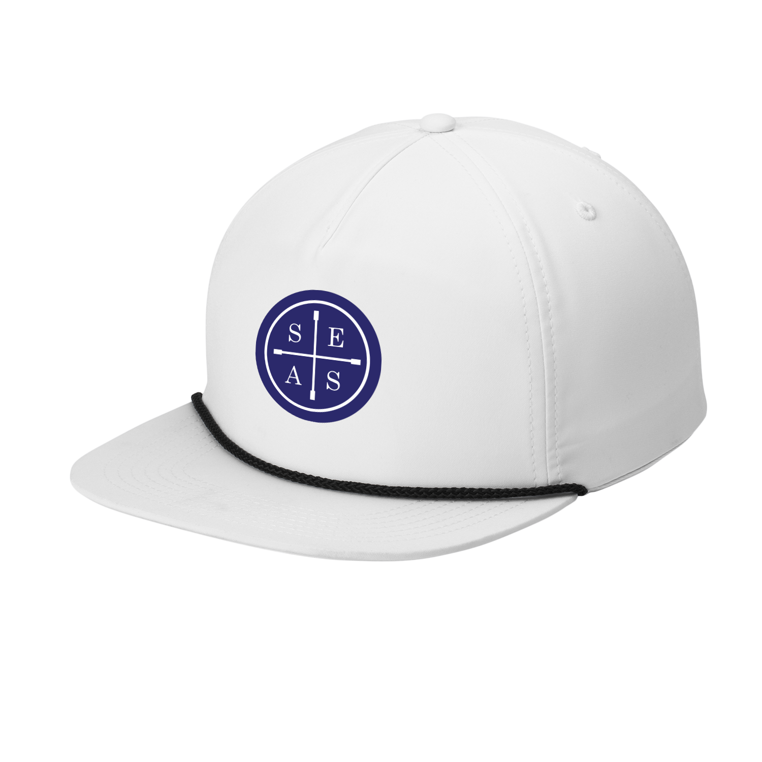 5-PANEL POLY ROPE CAP - WHITE/BLACK