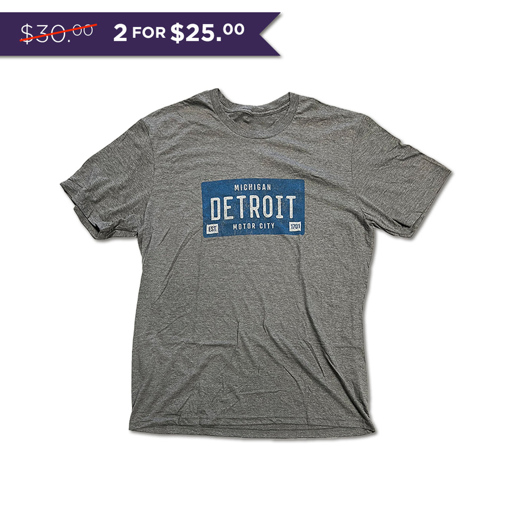 BLUE DETROIT LICENSE PLATE - Unisex District® Perfect Tri® Tee