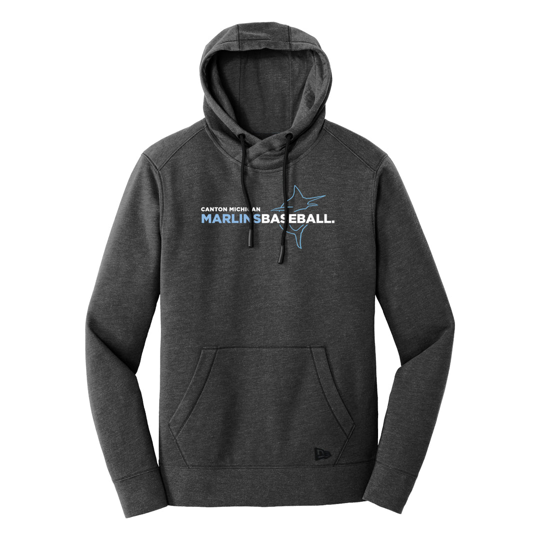 Marlins Text - Men's New Era Tri-Blend Fleece Pullover Hoodie