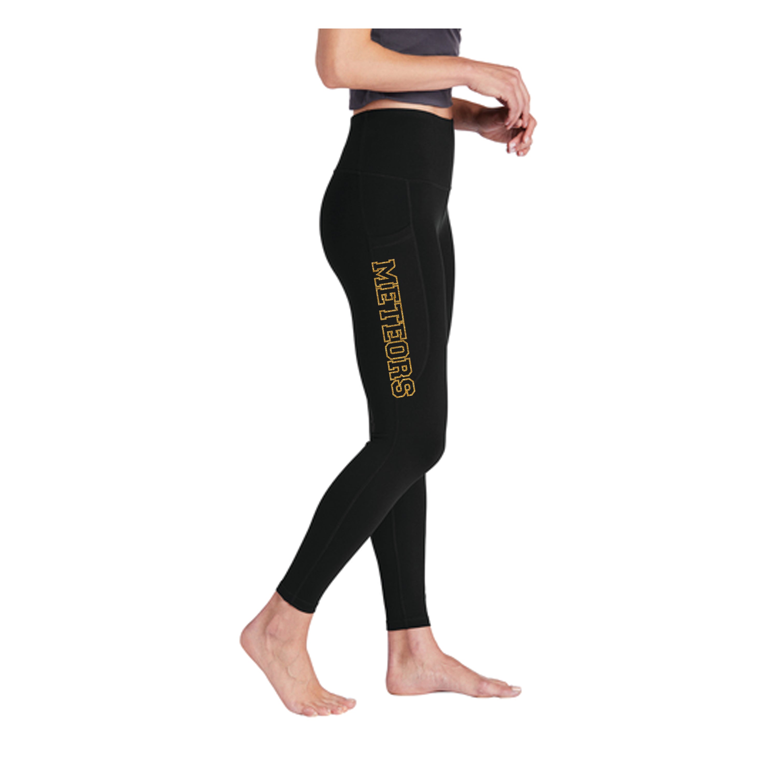 SPORT-TEK HIGH RISE 7/8 - LADIES GLITTER LEGGINGS